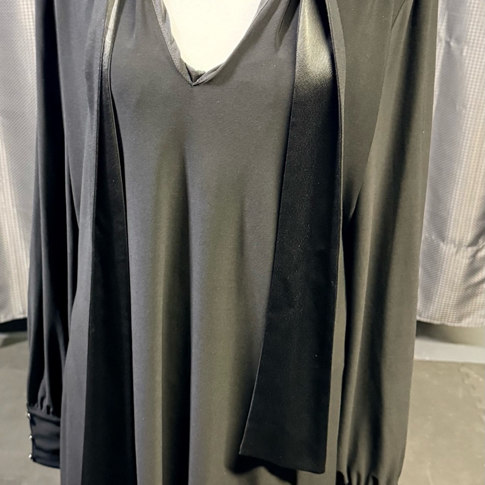 White House Black Market Elegant Black Long Sleeve Dress